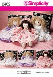 2462 SIMPLICITY  21'' OLD FASHION CLOTH DOLL, DRESS, PANTS, PINAFORE, HAT PATTERN